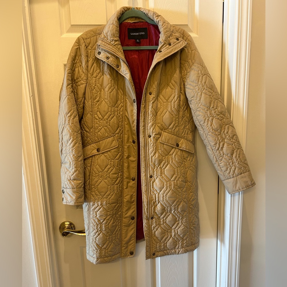 Lands End maxi quilted coat